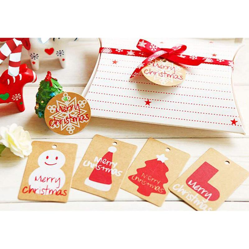 50Pcs Merry Christmas Hat/Boot/Snowflower/ Snowman Tags Cards for Wrapping Baking Decor