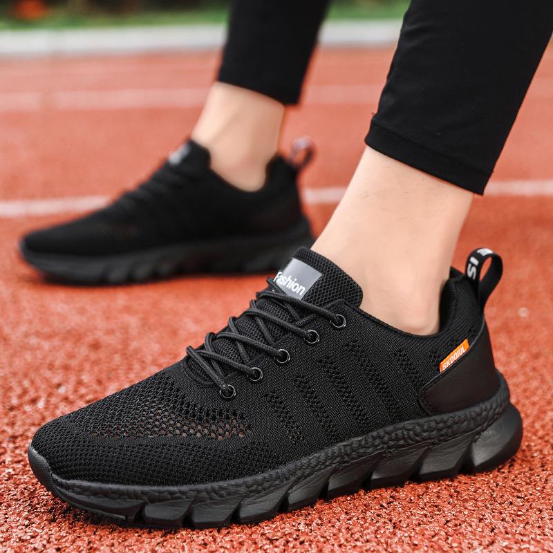 

Мужская обувь весна и осень повседневная дышащая сетчатая спортивная обувь с плетением из рыбьей чешуи модная обувь амортизирующие кроссовки для бега кроссовки Blade 46 чёрный