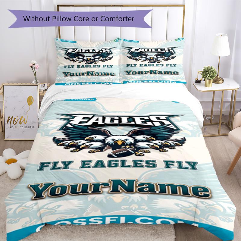 Philadelphia Eagles Customize Your Name Bedding Set Breathable Duvet Cover With Pillowcases Decorative Bed Linen For Bedroom Home Decoration Birthday