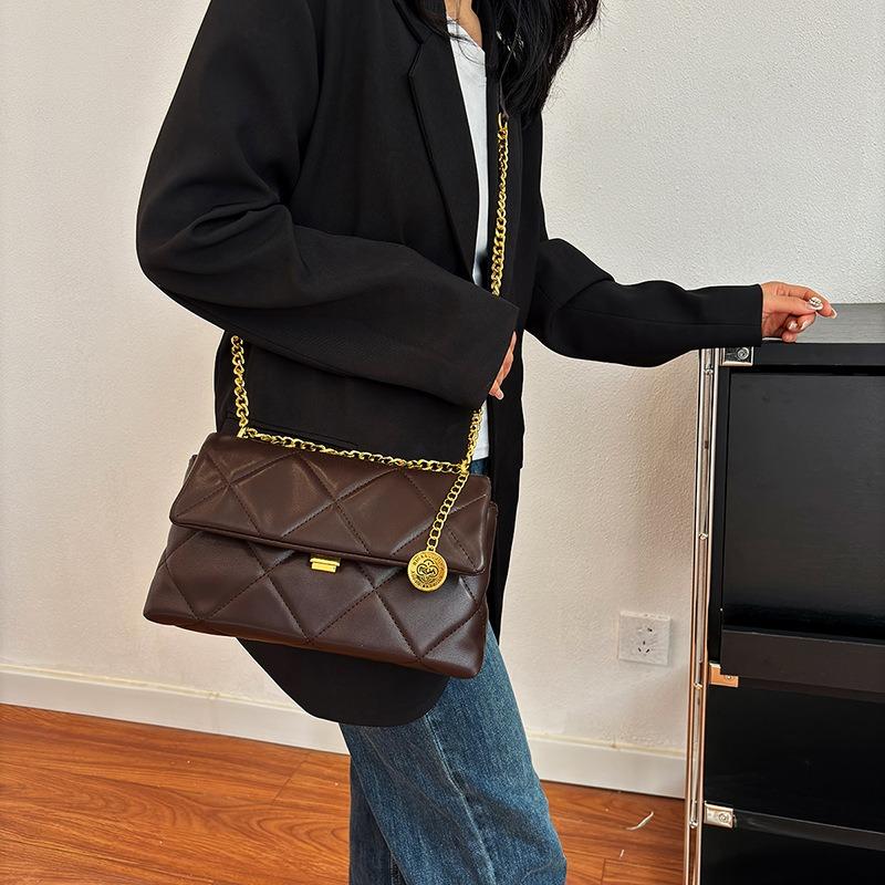 Retro Simple Bag Women's New Niche Diamond Chain Small Square Bag High-end Fashion Shoulder Bag