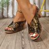 Europe, America and foreign trade large size thick heel V mouth fish mouth slippers women's summer new one word with high heel cool slippers Amazon