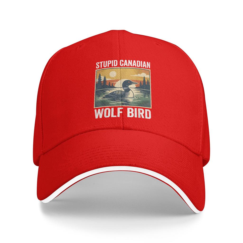 Stupid Canadian Wolf Bird Funny Loon Sun Baseball Cap Summer Men Women Print Trucker Hat Sunscreen Hiking Fishing Snapback Cap