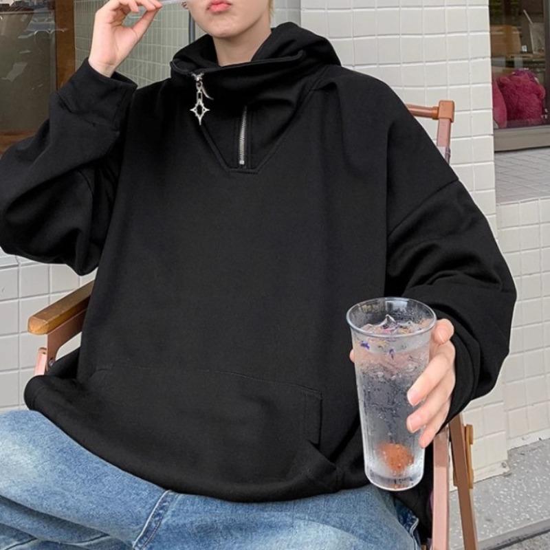 Half-zip Turtleneck Sweatshirt for Men In Spring and Autumn, New Korean Style Handsome Loose Design Casual Jacket for Men