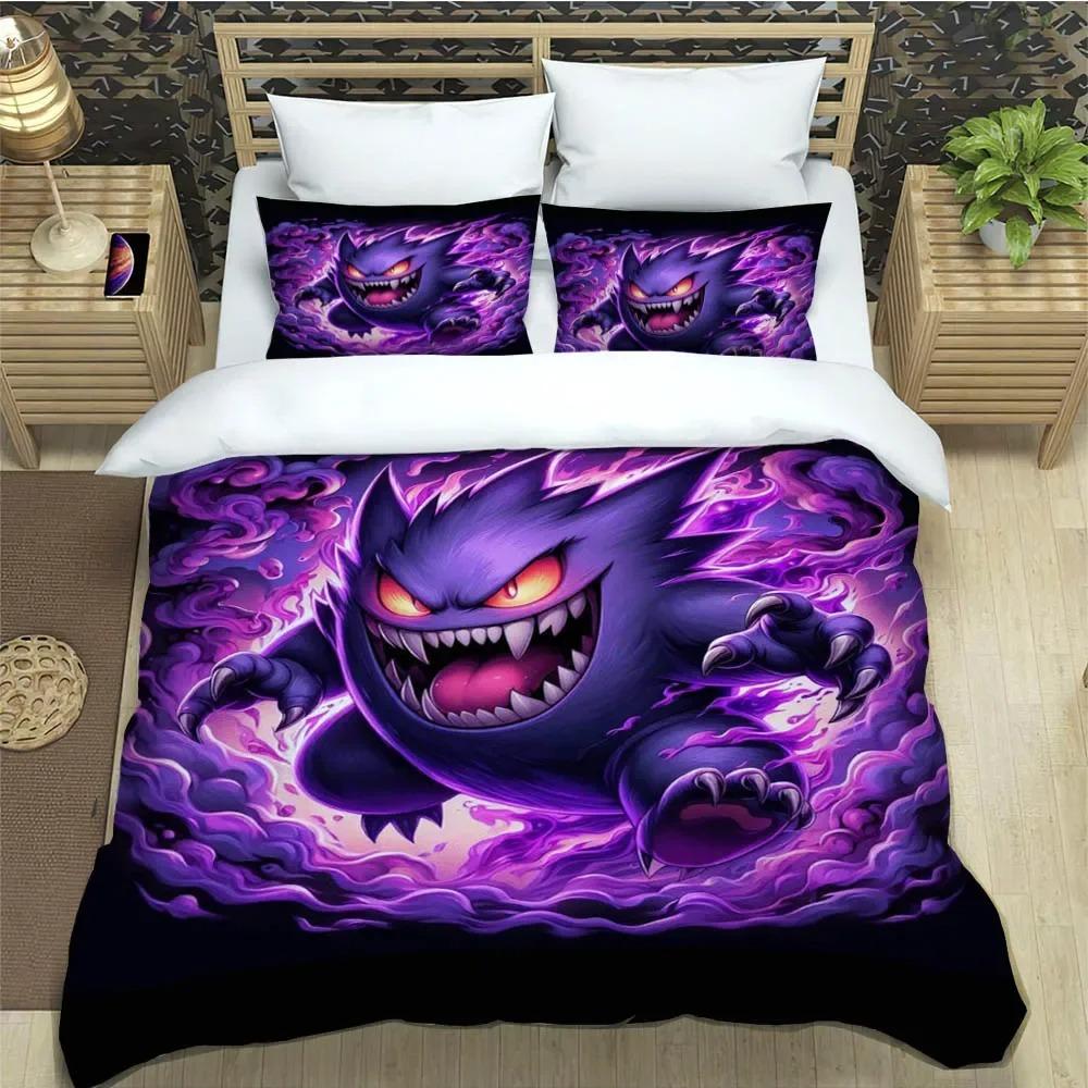 Cartoon Gengar Print Bedding Set Duvet Cover Comforter Bed Youth Kids Girl Boys Luxury Birthday Gift