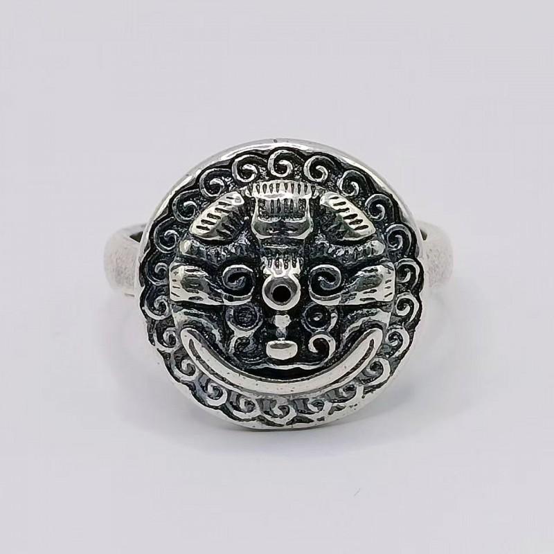 Adjustable Open Ring Men Women Vintage Mythical Beast Design Brass Electroplated Geometric Animal Stylish Finger Adjustable Open Band