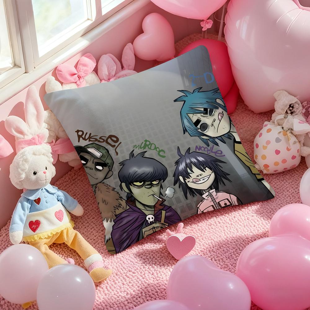 Music Prints G-Gorillaz Cushion Cover Pattern Printed Pillowcase for Living Room Sofa Cushion Cover & Bedroom Decor