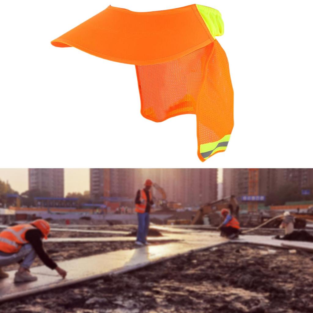 Schutzschirm für Schutzhelm mit Nackenschutz und reflektierendem Streifen, hohe Sichtbarkeit, breiter Rand für Bauarbeiter, Damen, Herren