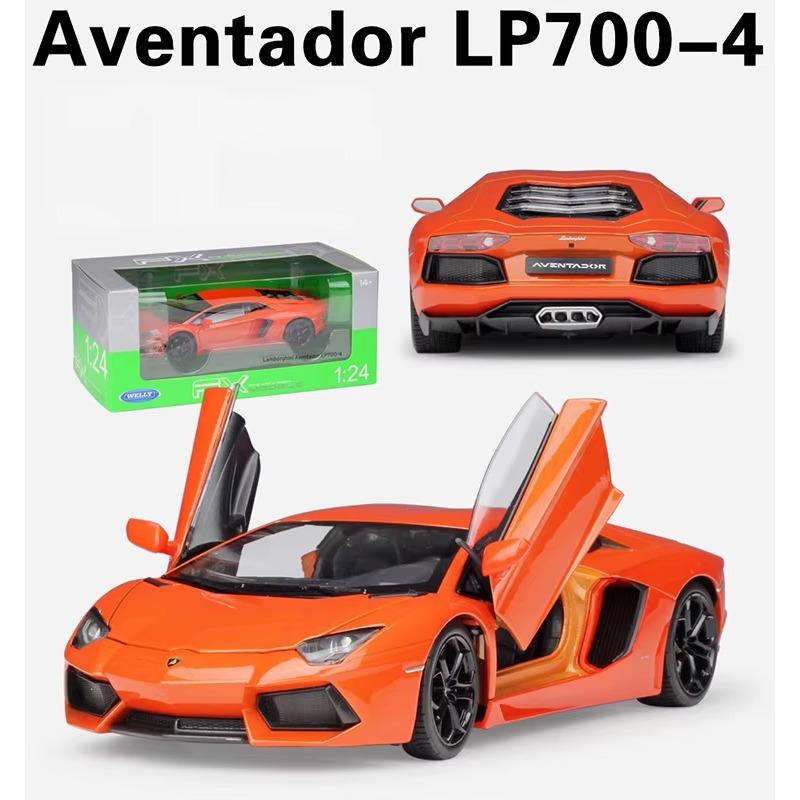 WELLY Diecast 1/24 Model Car Lamborghini Aventador LP700-4 Race Car Sports Car Metal Alloy Toy Car for Children Gift Collection