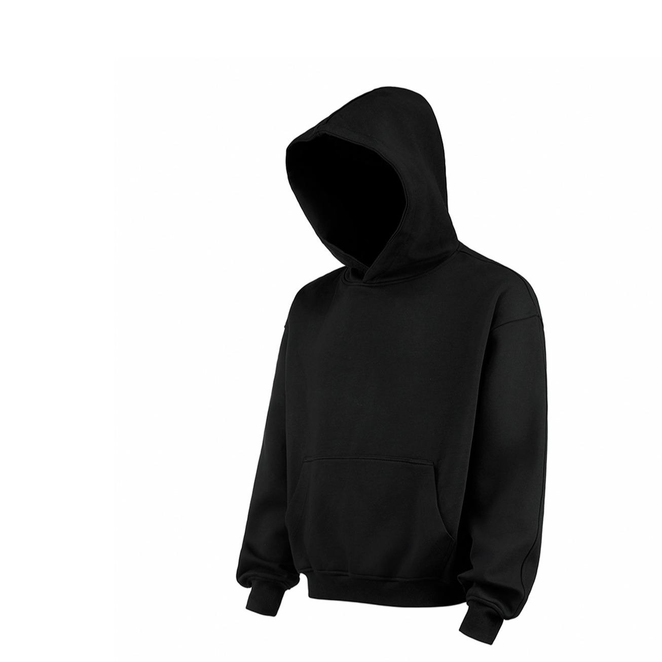 380g Heavyweight Double-Layer 3D Cut Japanese Cotton Hooded Sweatshirt L чёрный