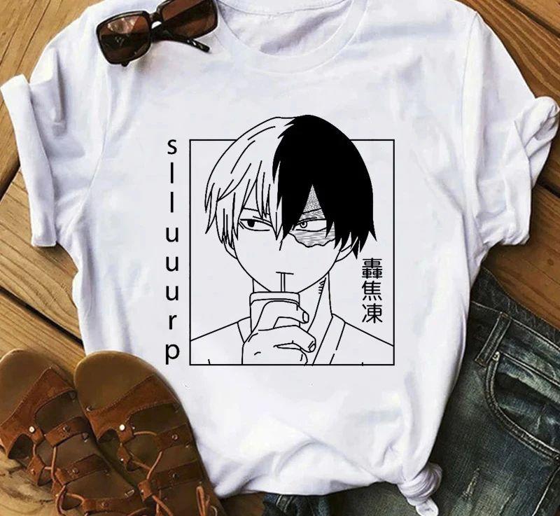 Japanese Anime My Hero Academia Graphic Fun Print T Shirt Fashion Women Retro Cotton T-shirt  Summer Loose Y2K Top T-Shirt
