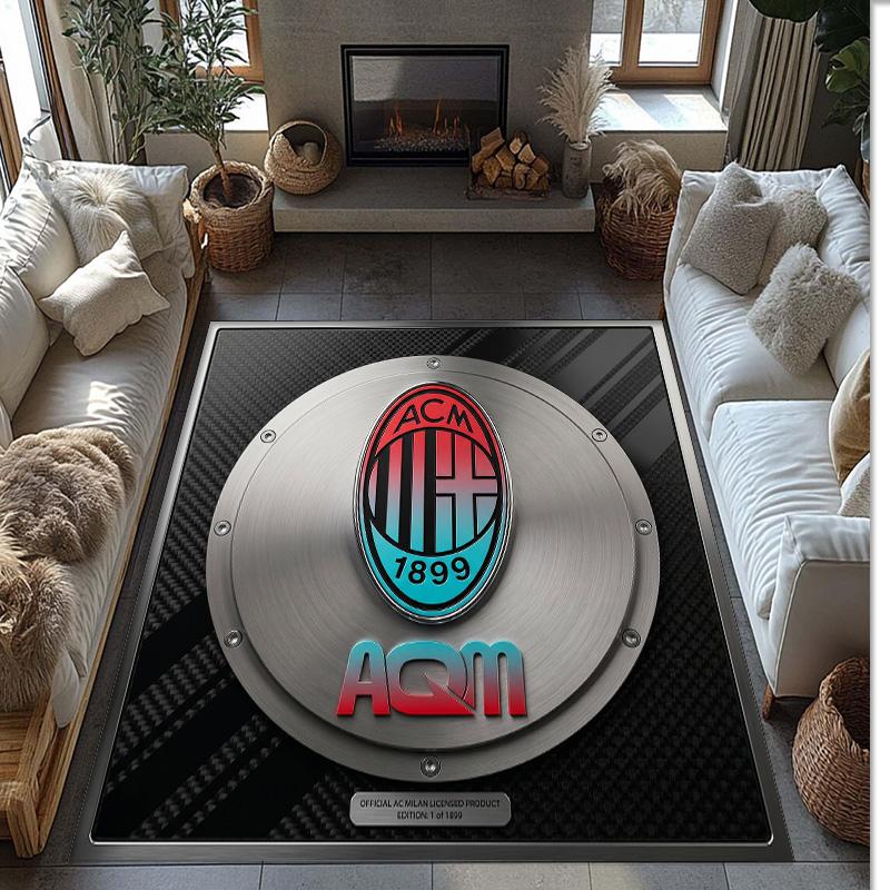 AC Milan Printed Flannel Area Rug Non Slip Soft Polyester Floor Carpet Indoor Decor Mat for Bedroom Living Room Sofa Game Room Home Decoration