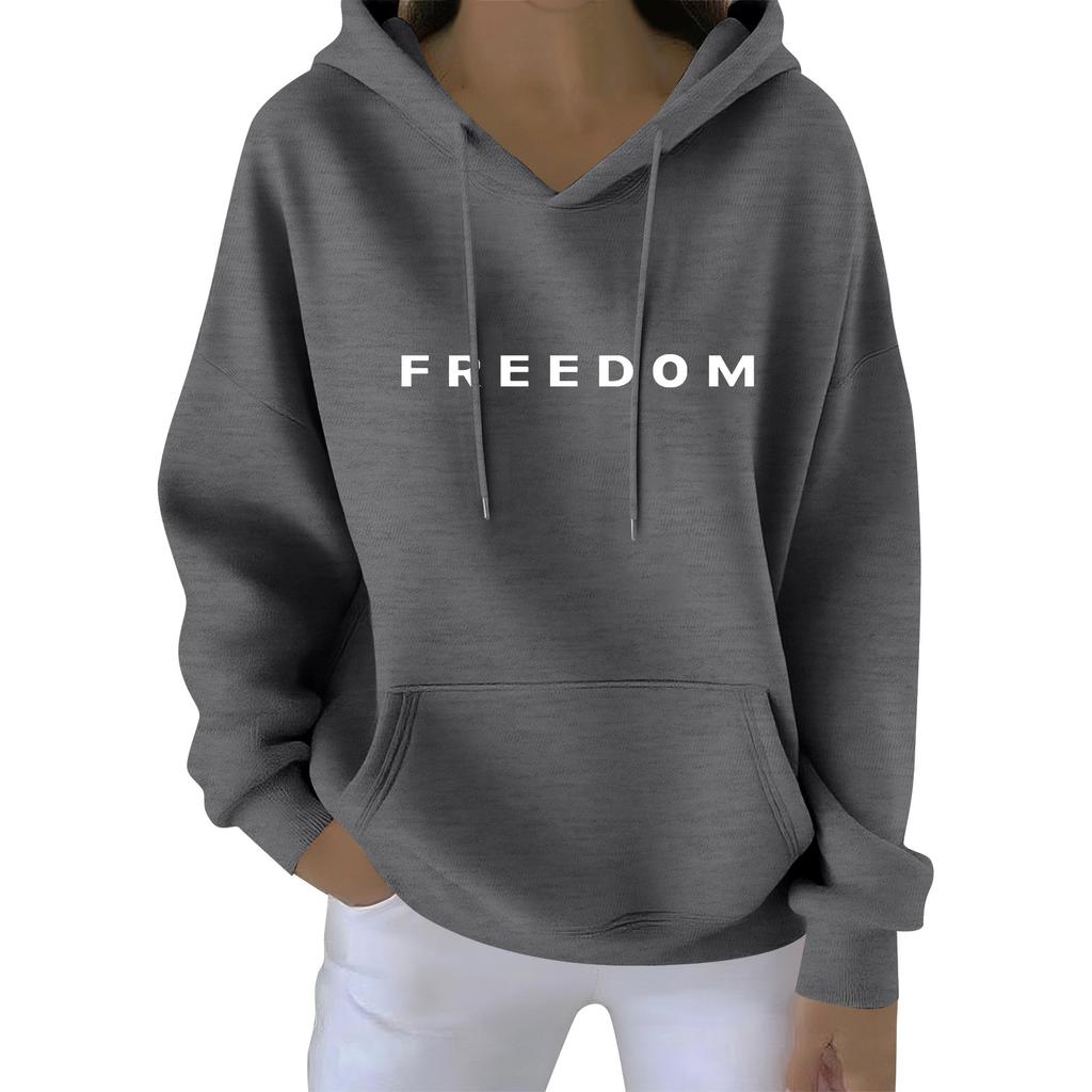 Kvinners uformelle motetrykk Langermet sweatshirt med hette