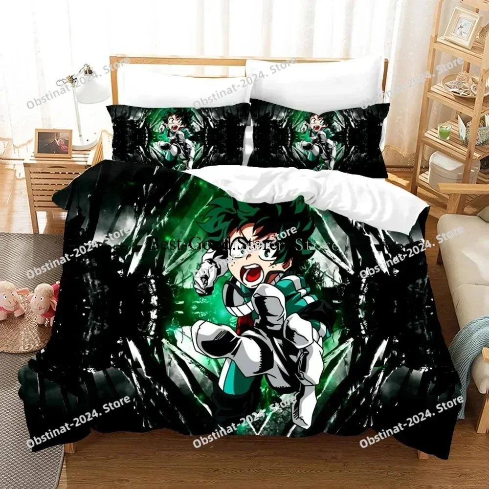 Japan Anime My Hero Academia Printed Bedding Set Cartoon Duvet Covers Pillowcases Comforter Bedding Set Bedclothes Bed Linen