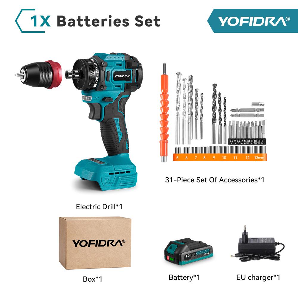 Yofidra 10 mm harjadeta elektriline puurkruvikeeraja, 24+3 pöördemomendiga aku, tõhus lööktrell elektritööriist Makita 18 V aku jaoks