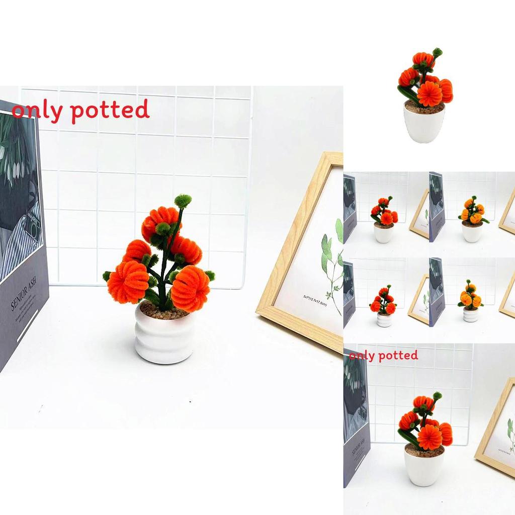 5 Pcs Pumpkin Plush Twisted Stick Potted For Living Room And Photography Props