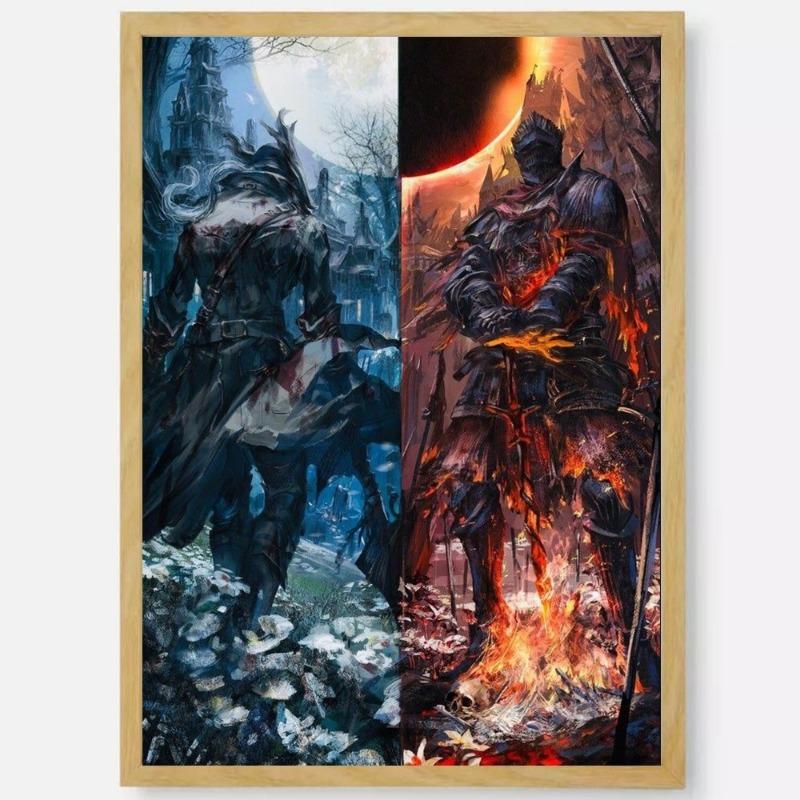 Gra D-Dark Souls 3 2 Plakat Sztuka HD samoprzylepny wodoodporny dom salon sypialnia bar estetyczna dekoracja
