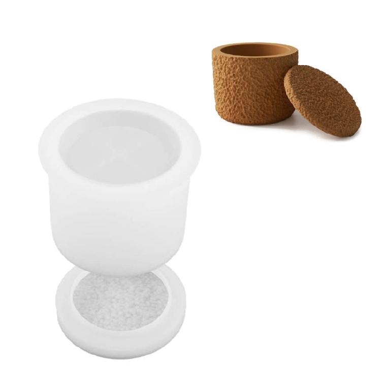 Candle Cup Makeup Brush Storage Mold Resin Jar Mold with Lid Silicone Organizers