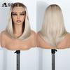 NOBLE 18 Inch 6X4 Synthetic Lace Front Wig Ombre Blonde Brown Roots Straight Natural Hairline Heat Resistant For White Women