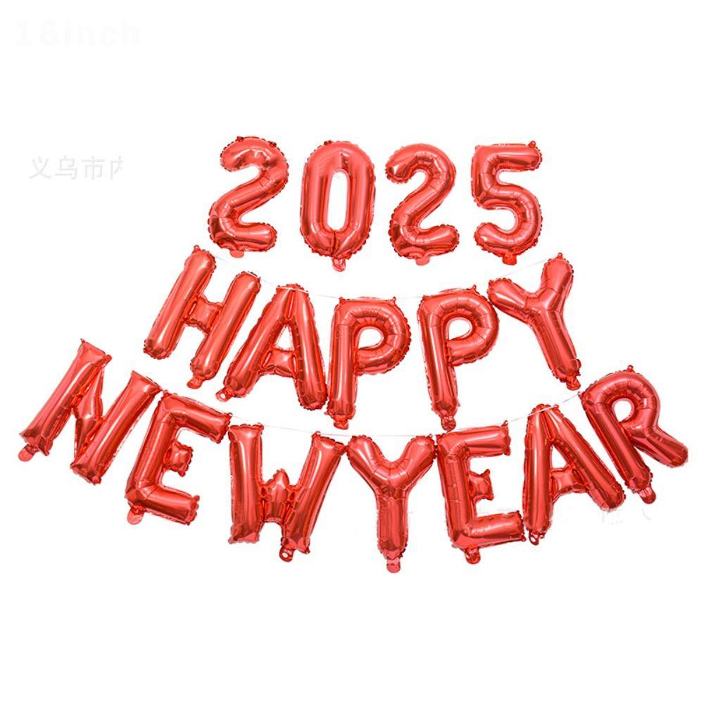 Inflatable Alphabet Balloons Happy New Year 2025 16 Inch Balloon Set New Colorful Foil Balloons