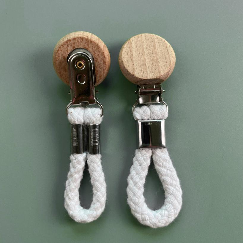 1/2pcs Multi Functional Non Perforated Kitchen Towel Clip, Woven Rope, Beech Wood Round Head Storage, Bathroom Clip