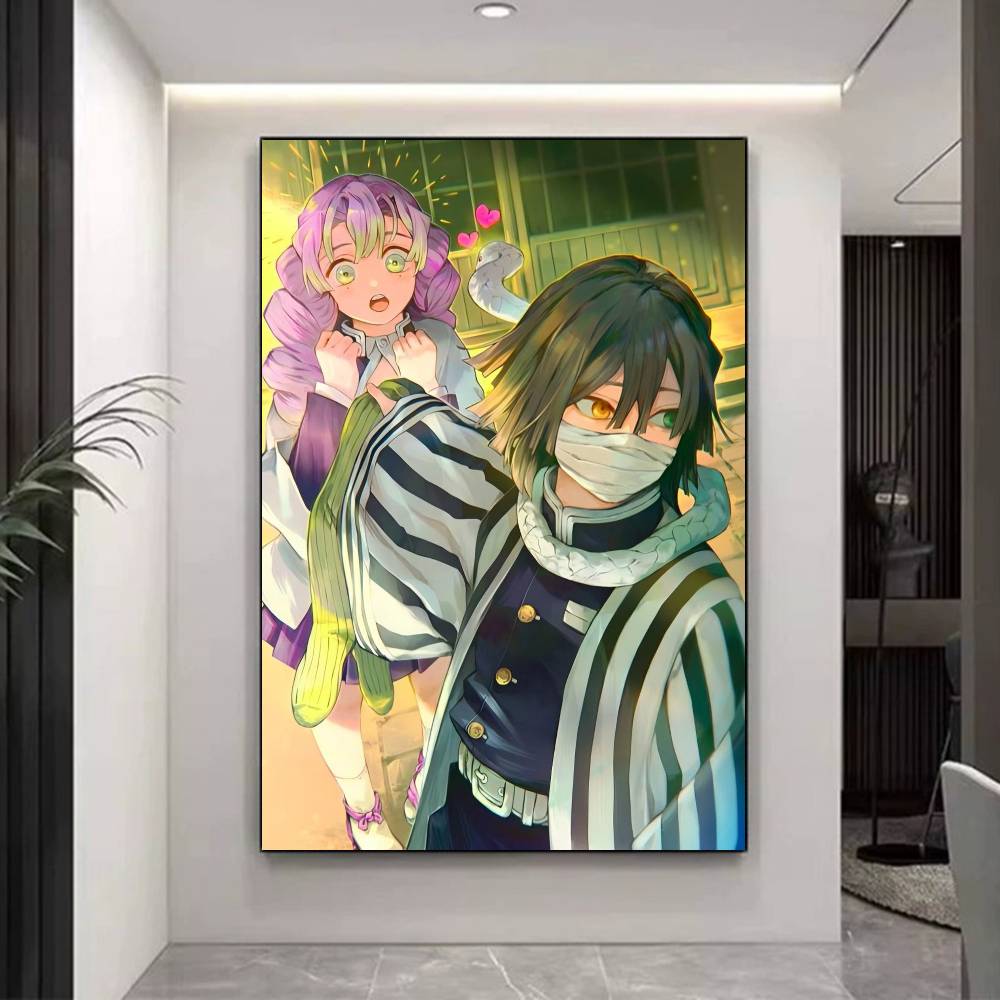 Anime Romance M-Mitsuri And O-Obanai Whitepaper Poster Waterproof Paper Sticker Coffee House Bar Aesthetic Art Wall Painting