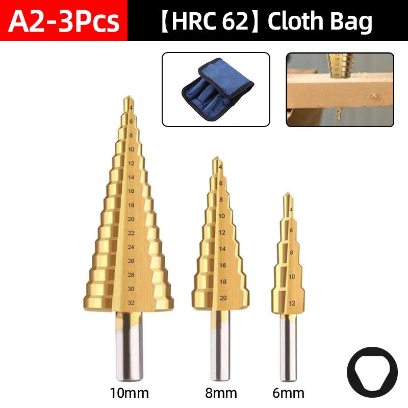 HSS Titanium Step Drill Bit Set For Metal Wood Punch Hole Cutter Conical Stage Stepped Drills Power Tools 3-12 4-12 4-20 4-32mm