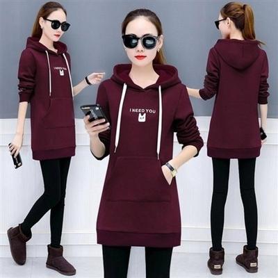 Damen Langer Pullover Hoodie Kapuzenpullover Bestickt Locker Große Größe Langarm