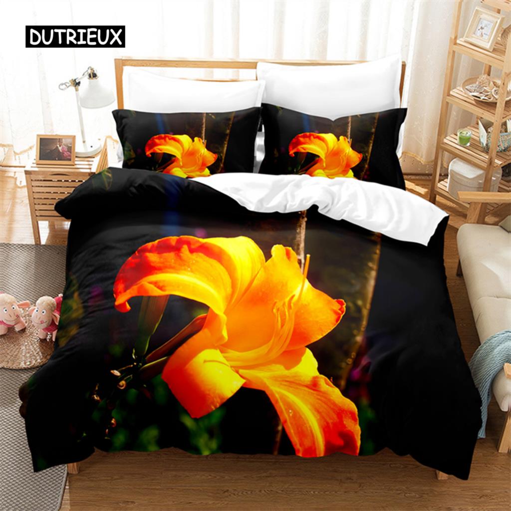 Yellow Flowers  Queen Bedding Sets Duvet Cover Set Bedding Digital Printing Bed Linen King Size Duvet Cover Set Bedding Set