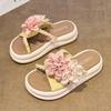 Platform-soled Flower Slippers Women's Summer Outer Wear Beach Shoes 2025 New Versatile Fashion One-word Drag Muffin Sandals