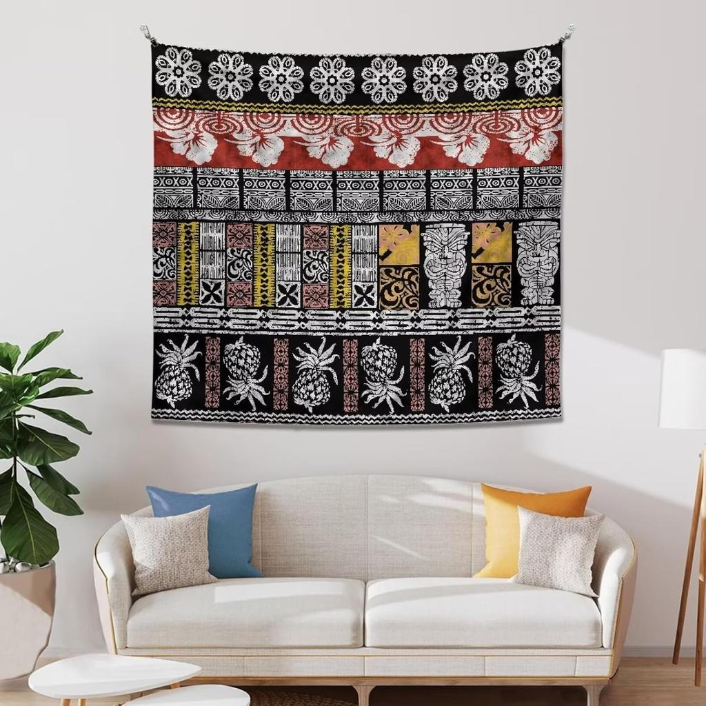 Polynesian Turtles Tapestry, Hawaiian Tribal Tattoo Hibiscus Print Wall Tapestry Tapestry Wall Hanging, Tapestry Aesthetics For