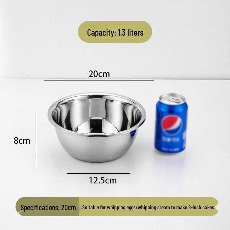 Extra Thick 304 Stainless Steel Household Deep Soup and Mixing Basin