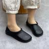 Mode 2025 Höst Nya Kvinnor Runda Platta Skor Enkla Retro Damskor Mode Mångsidiga Kvinnor Läderskor Zapatos De Mujer