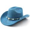 Western suede upturned edge Western cowboy hat Men's and women's outdoor travel hat Rolled brim Ethnic style top hat Felt hat