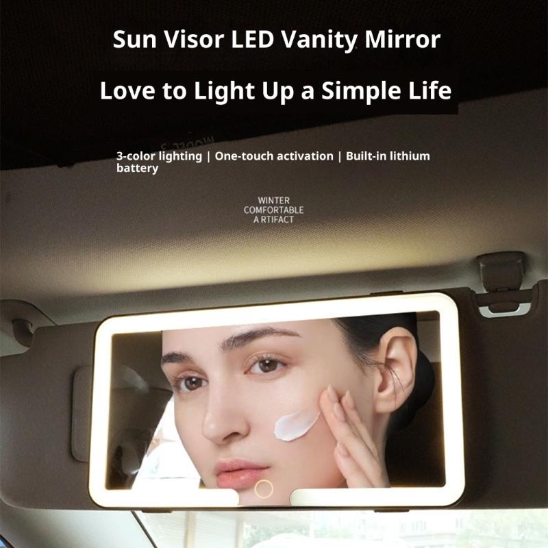 Auto Sun Visors Mounted Vanity Mirror With Distortion Free Reflection And ABS Construction For On The Go Touch Ups