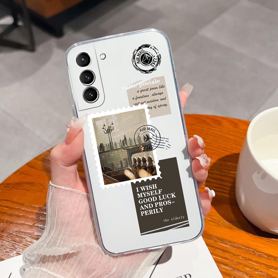 For Samsung S21 FE Plus Ultra Phone Case Ink Painting Soft TPU Clear Silicone Anti Drop Back Cover For Galaxy S 21 Funda Bumper