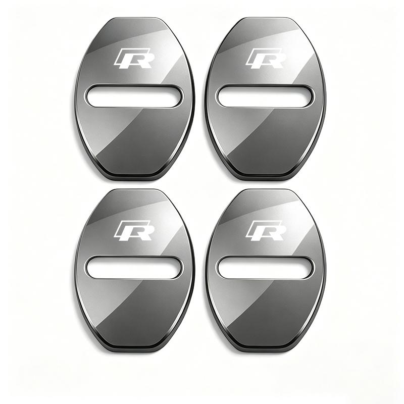 4Pcs Zinc Alloy Car Door Lock Buckle Protection Cover Anti-Collision Shock Absorbing Cushion For VW Golf T‑Roc Tiguan Polo MK7