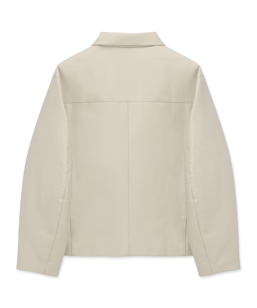 Aott Crop Vegan Leather Jacket Cream