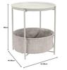 Amazon Basics Round Side Table with Storage Basket, White X Heather Gray, 48cm H X 44.96cm W X 44.96cm D