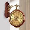 Wooden Wall Clock Living Room Double-sided Clocks Vintage Room Decoration Luxury Wall Watch Silent Entrance Hall Decoration