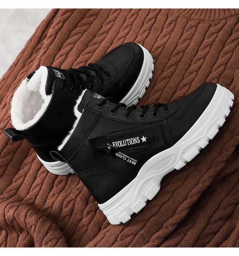 Women's High-Top Cotton Shoes: Winter Outdoor, Thick Sole, Height-Boosting, Fashionable, Large Size, Comfortable Martin Boots.