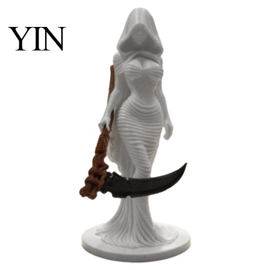 Gothic Grim Reaper Figurine 3D Printed Hooded Woman Statue, Figurine, Dark Theme Ornament Halloween Party Decoration for Home Office Desk Shelf Scary