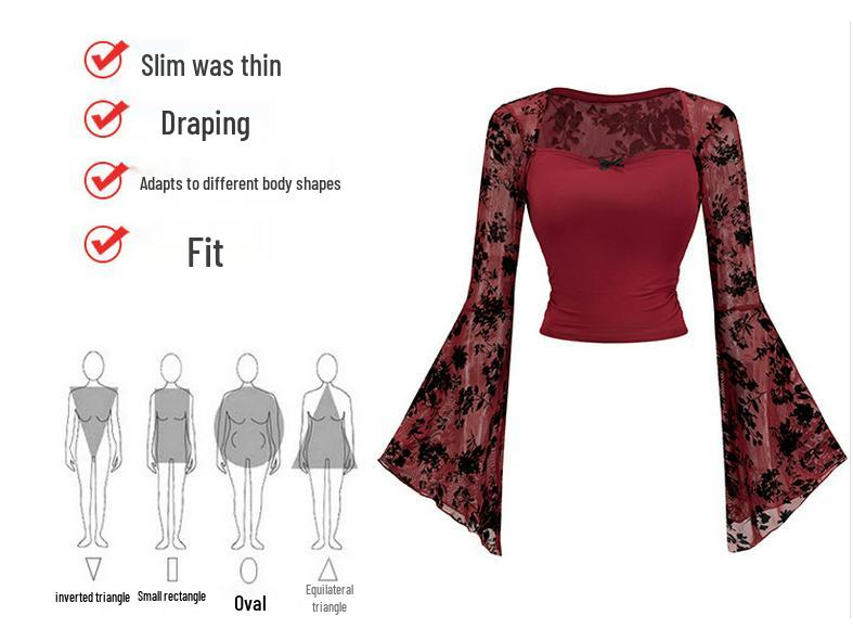 2025 Europäisches & Amerikanisches Spitzen-Spleiß-Mesh Langarm-Top - Sexy & Schickes Design