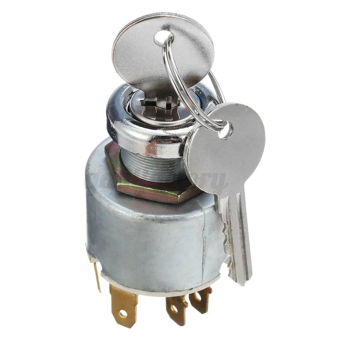 956827 Универсальный комплект замка зажигания 12 В с 2 ключами для запасных частей замка зажигания автомобиля, мотоцикла, лодки