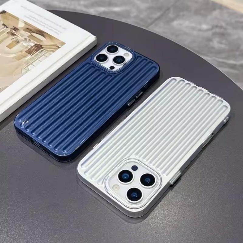 Ribbed Corrugated Suitcase Stripe Soft TPU Phone Case For Apple iPhone 17 Air 16 E 15 14 Plus 13 12 11 Pro Max Solid Color Cover