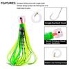 Saltwater Trolling Fluorescent Bionic Artificial Soft Bait Fishing Lure Skirt for Tuna Mahi Sea Fishing 100g