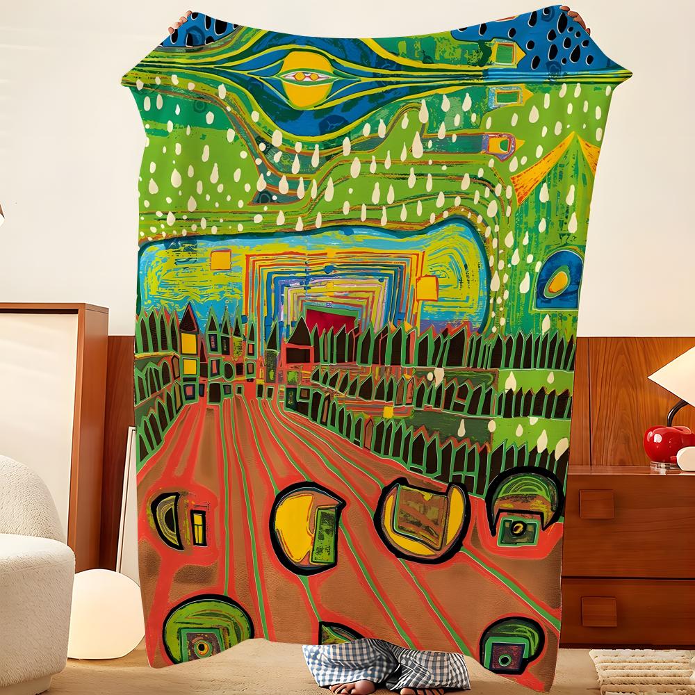 Künstler F-Friedensreich H-Hundertwasser Überwurf Flanell Überwurfdecke, Leicht Gemütlich, Strapazierfähig Waschbar süß Cool