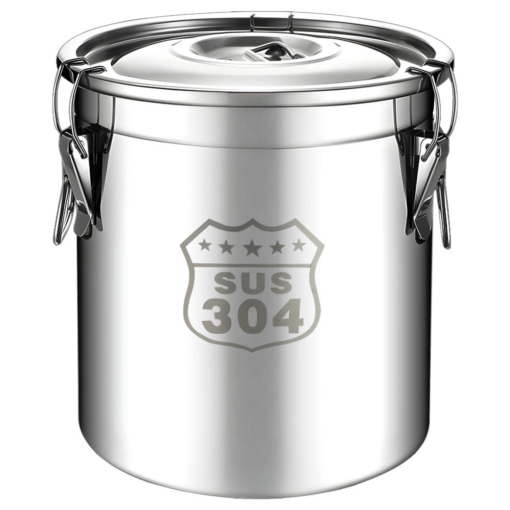 6/12/21/33L 304 Stainless Steel Food Storage Container with Seal Lid Food Oil Sugar Milk Storage Bucket for Household Kitchen