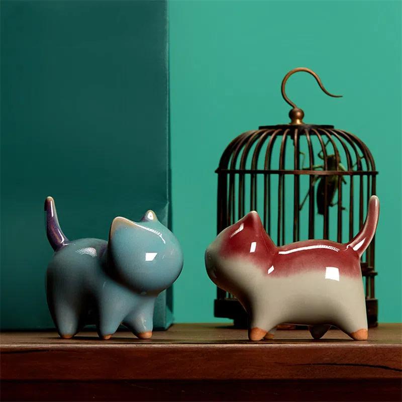 Ceramic Cat Figurines – Cute Small Tea Pets for Car, Home, and Teahouse Decoration