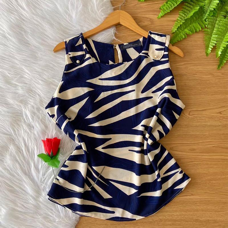 

ZANZEA Женские повседневные летние майки без рукавов с круглым вырезом и принтом