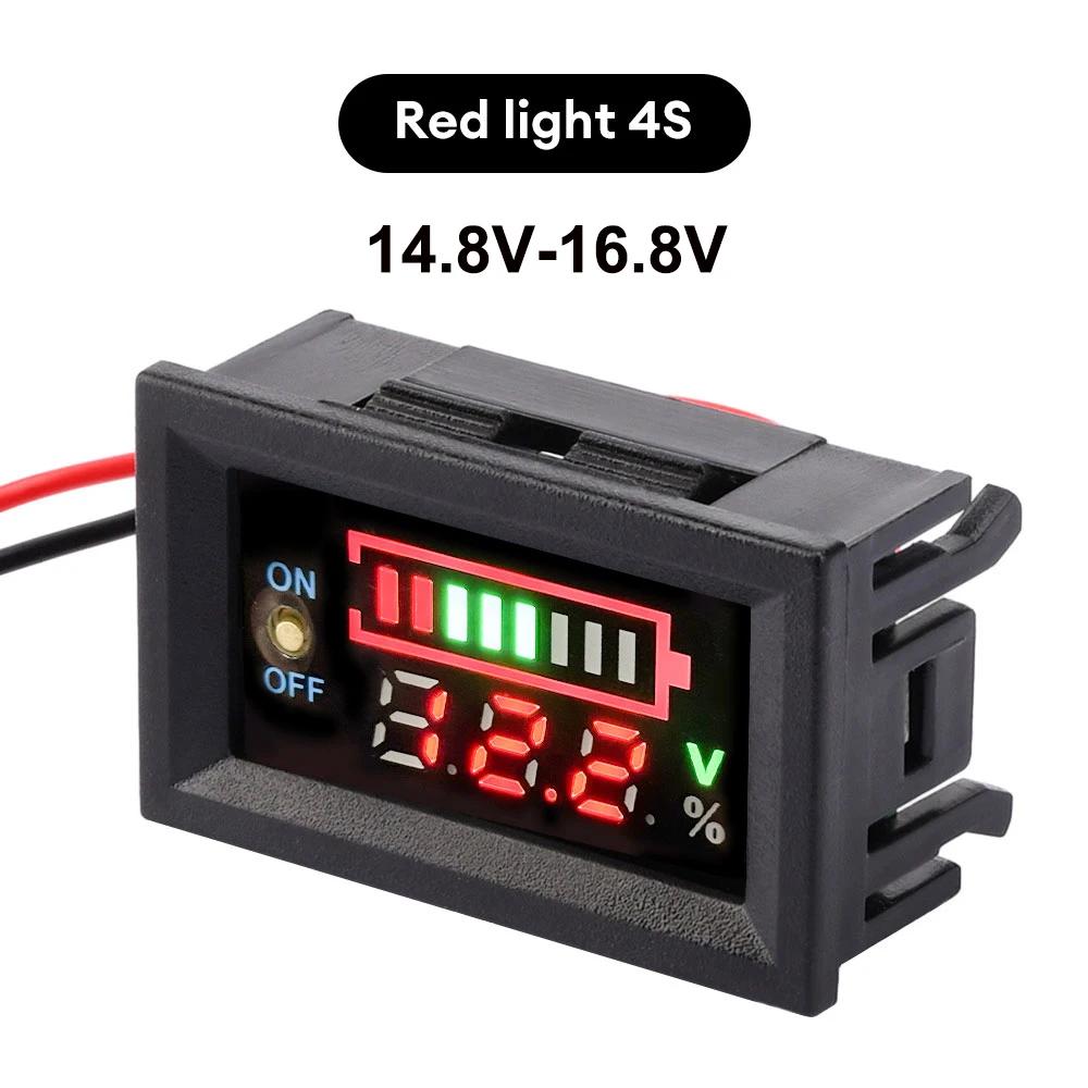12V Car Lead Acid Battery Charge Level Capacity Indicator 2S 3S 4S LED Battery Capacity Meter 8.4V 12.6V 16.8V Voltmeter Tester